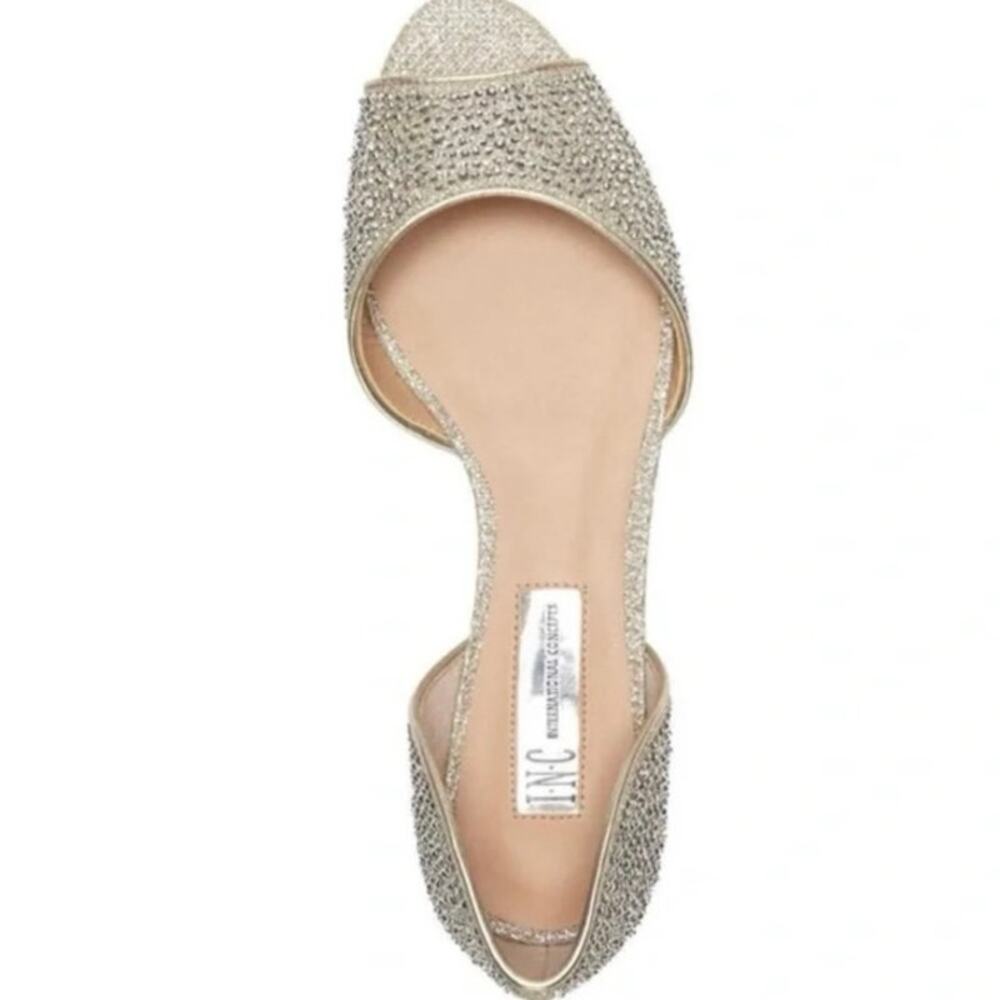 Inc International Concepts Womens Elsah2 Fabric Open Toe Slide Flats Champagne